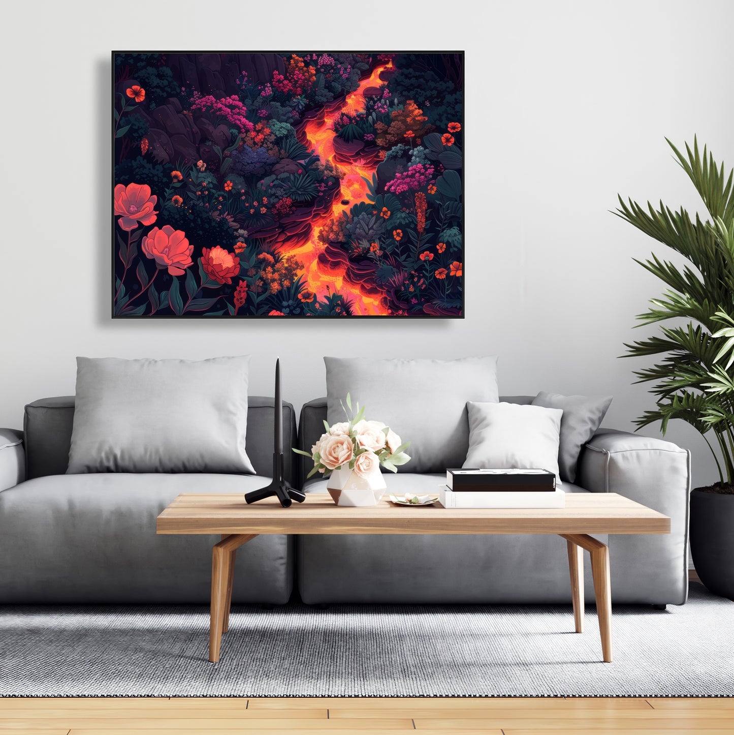 Flowing magma - 36"x36" Framed canvas