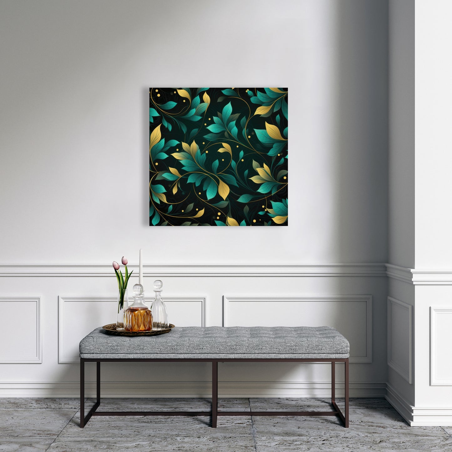 Twirling Twigs - Turquoise Canvas Home Decor Art Piece
