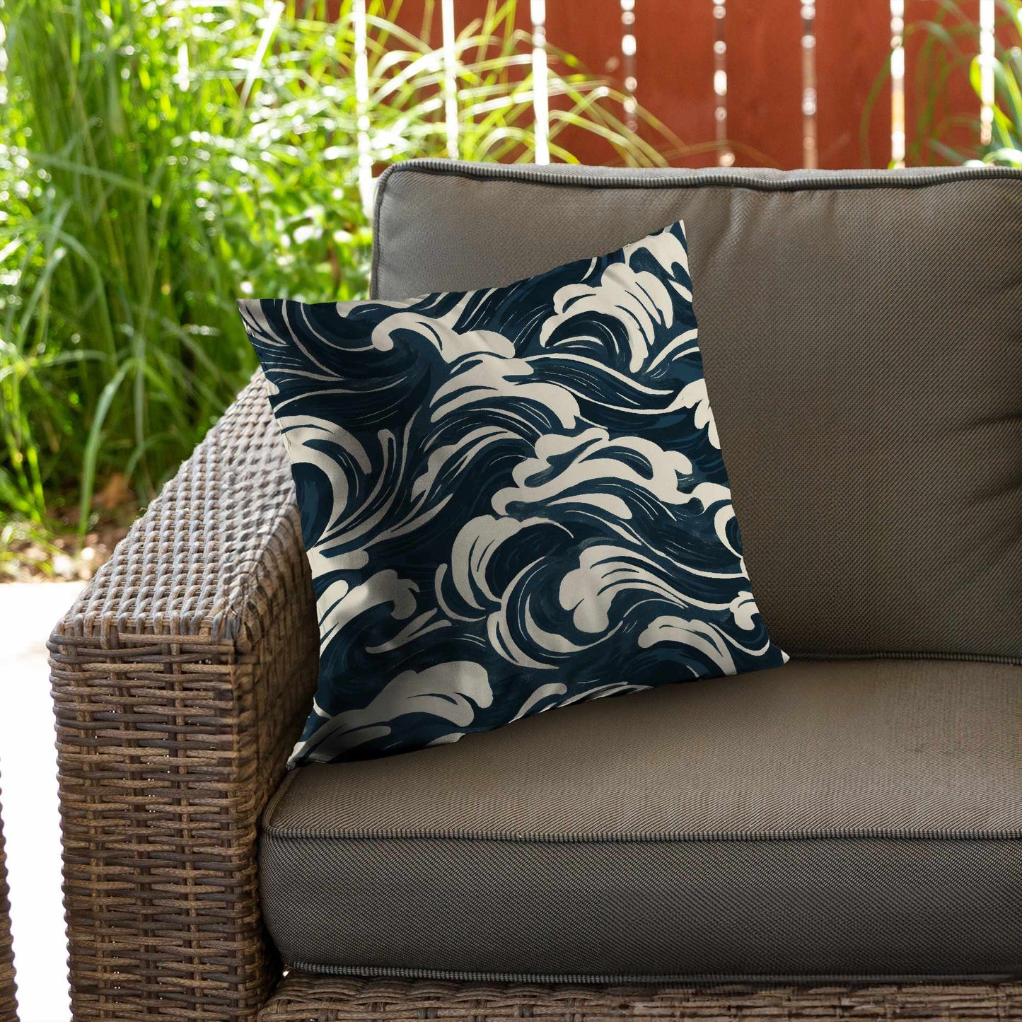Midnight Ocean Flow Poly Twill Throw Pillow | Home Decor