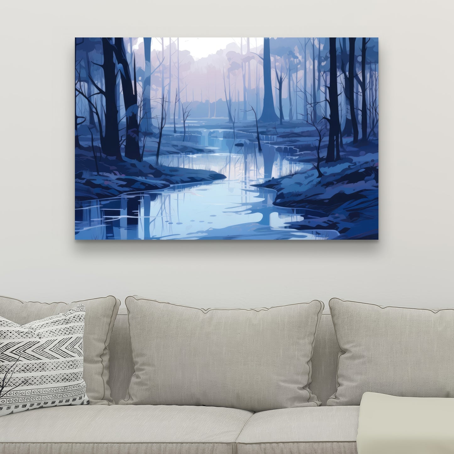 Cold and Muddy | White Canvas Home Decor for Modern Spaces