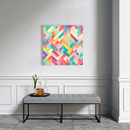 Stripe Harmony - Turquoise Canvas Wall Art for Home Decor
