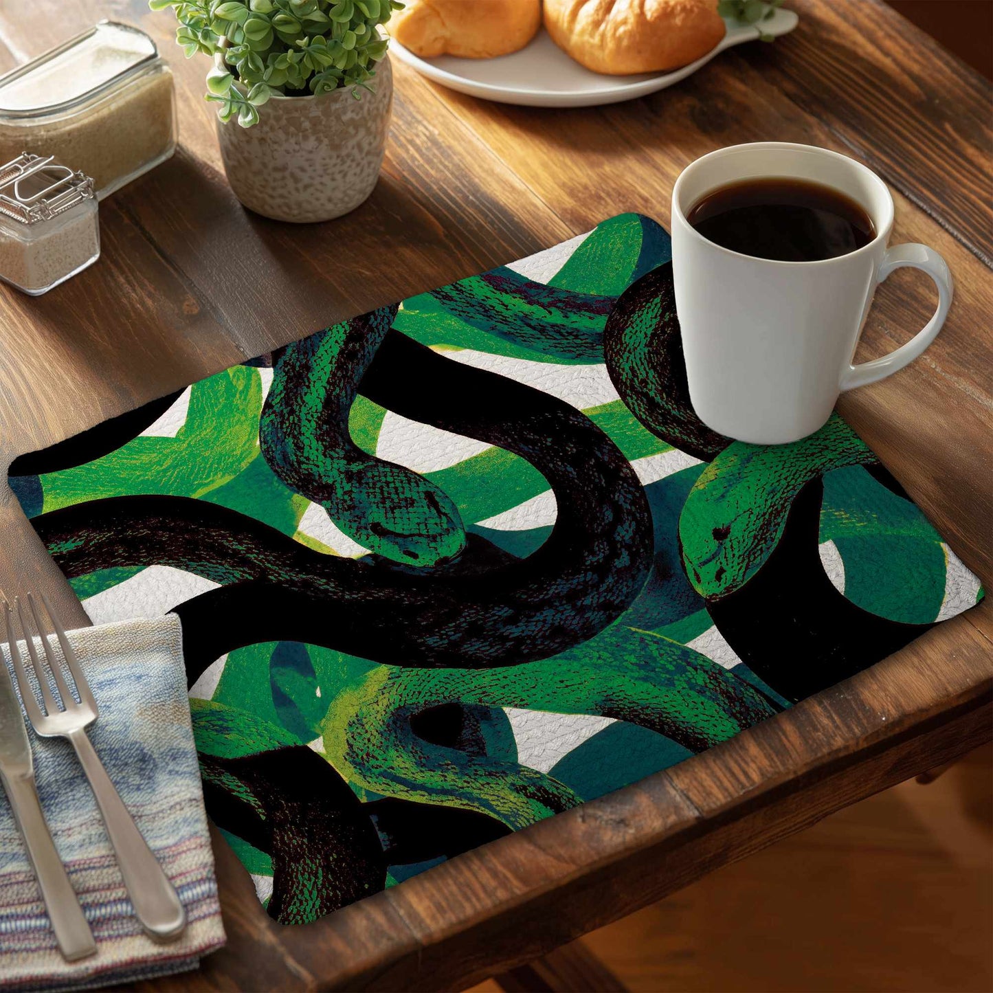 Emerald Coil Dance Braided Placemat | Stylish Home Decor