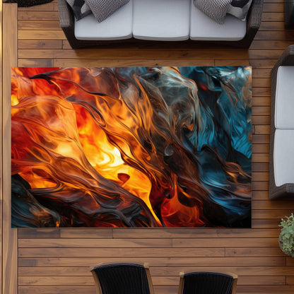 Crystallized Fire - Blue Outdoor Area Rug for Home Decor