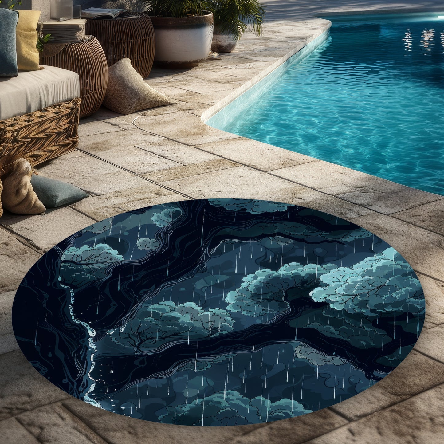 Tapis d'extérieur rond Canopy | Solution élégante pour la décoration intérieure