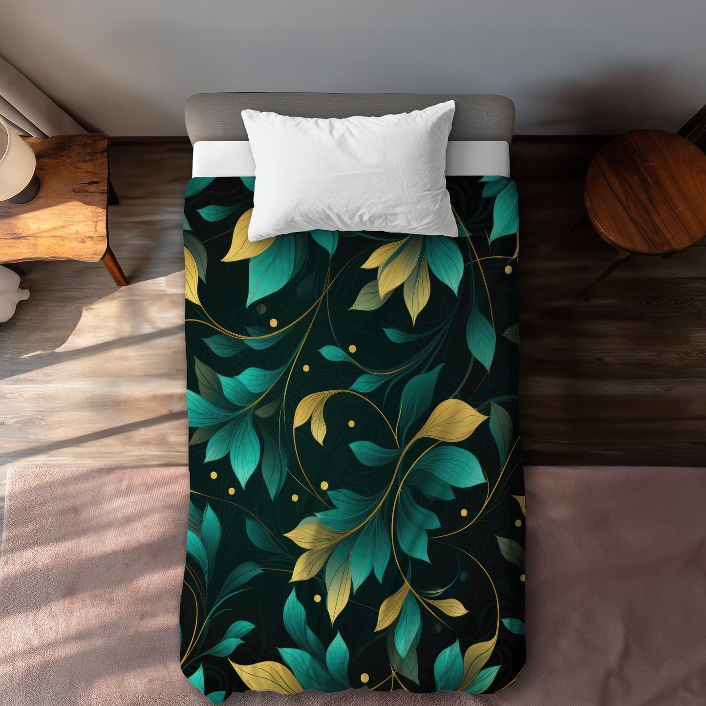 Twirling Twigs Gold Duvet Cover | Elegant Home Decor Accent