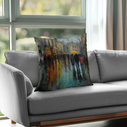 Rainy Day Poly Twill Throw Pillow - Cozy Home Decor Accent