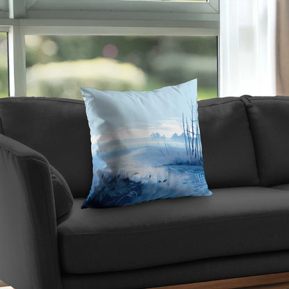 Cold Swamp Poly Twill Throw Pillow - Cozy Home Decor Accent