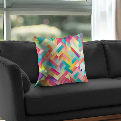 Coussin décoratif en sergé de polyester à rayures harmonieuses | Accessoire de décoration intérieure