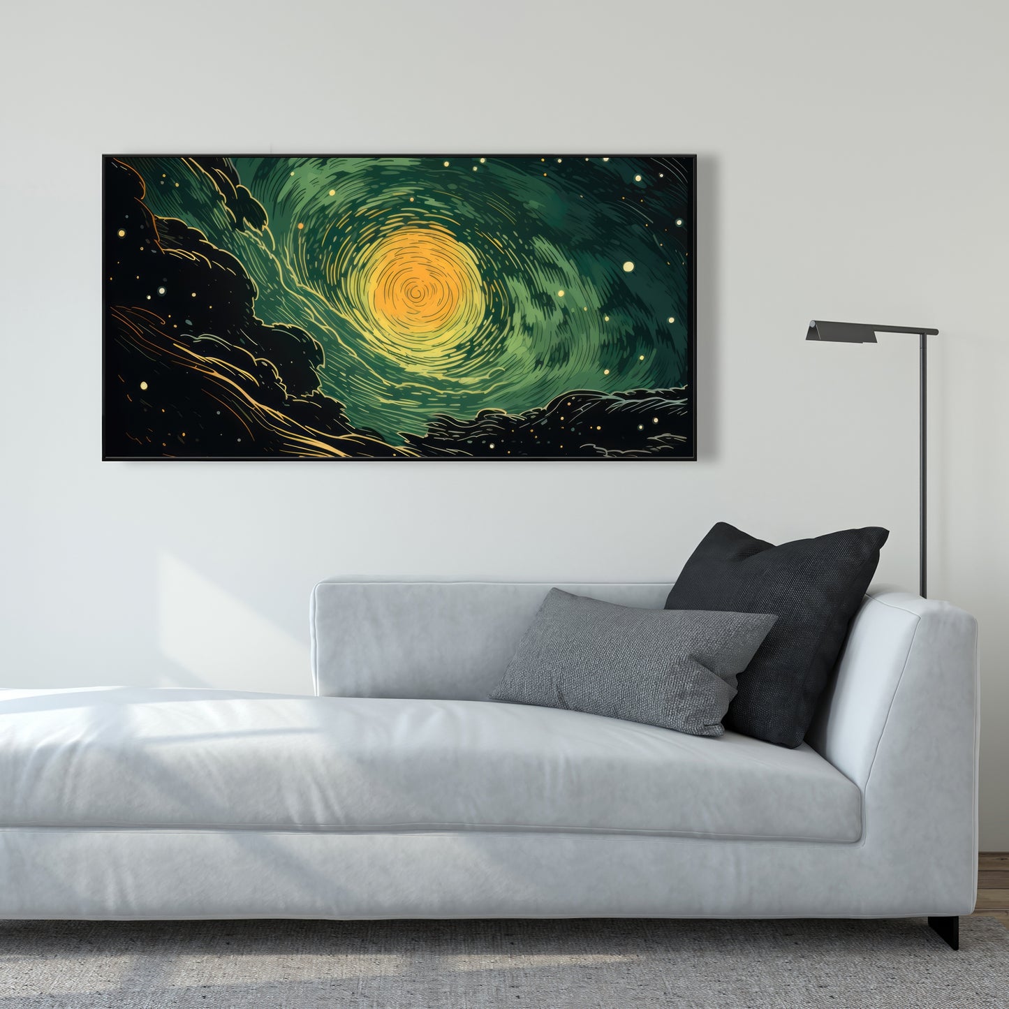 Turmoil in space - Framed Canvas - Print on demand