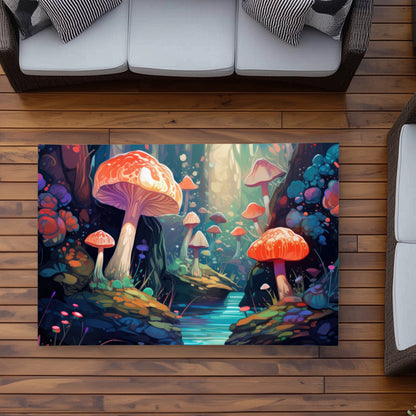 Whimsical Forest - Blue Outdoor Area Rug for Home Decor