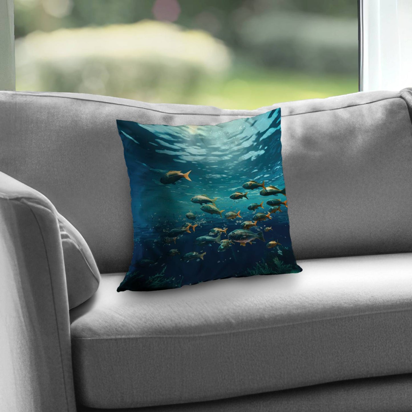 Shallow Swim Blue Poly Twill Throw Pillow Insert | Decor
