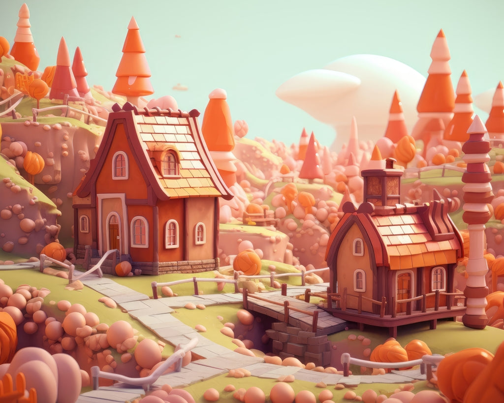Toy town - Framed Canvas - Print on demand