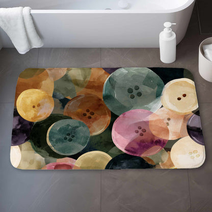 Tapis de bain fantaisie boutonnée et colorée | Tapis décoratif vibrant pour la maison