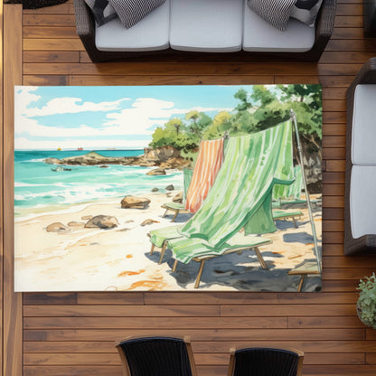 Beach Calm Beige Outdoor Area Rug | Home Decor Essential
