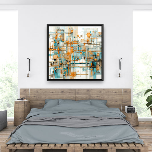 Like clockwork - Orange Framed Canvas for Home Decor