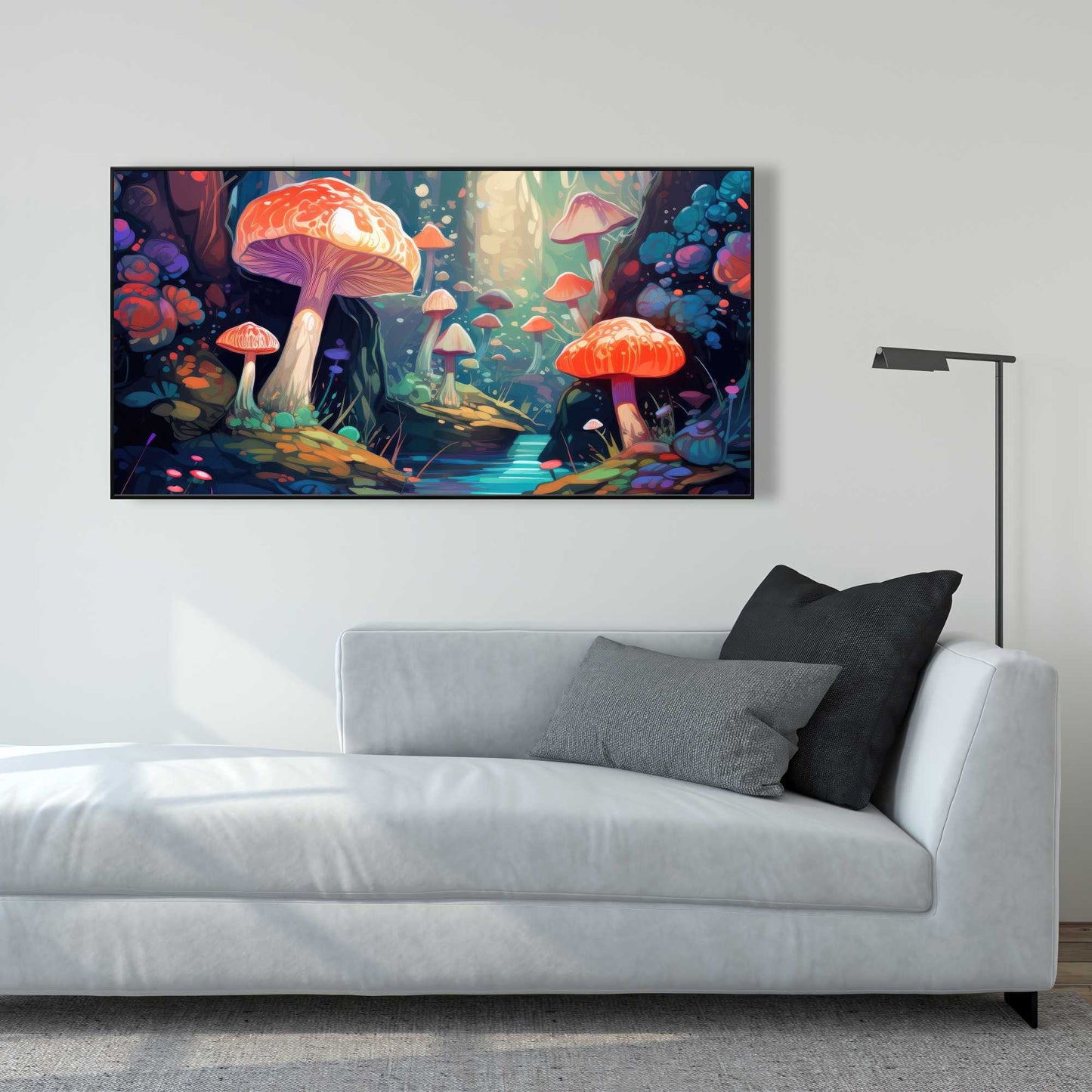 Whimsical Forest - Red Framed Canvas for Home Decor