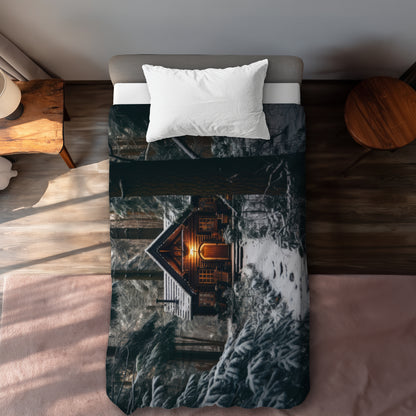The lone cabin White duvet cover | Elegant home decor