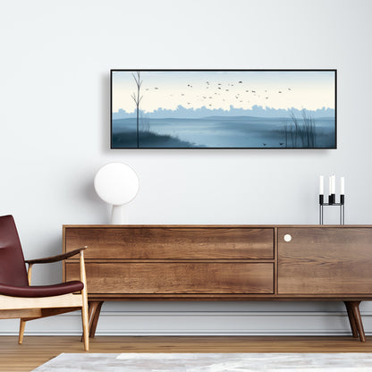 Evening Marsh - Gray Framed Canvas Art for Home Decor
