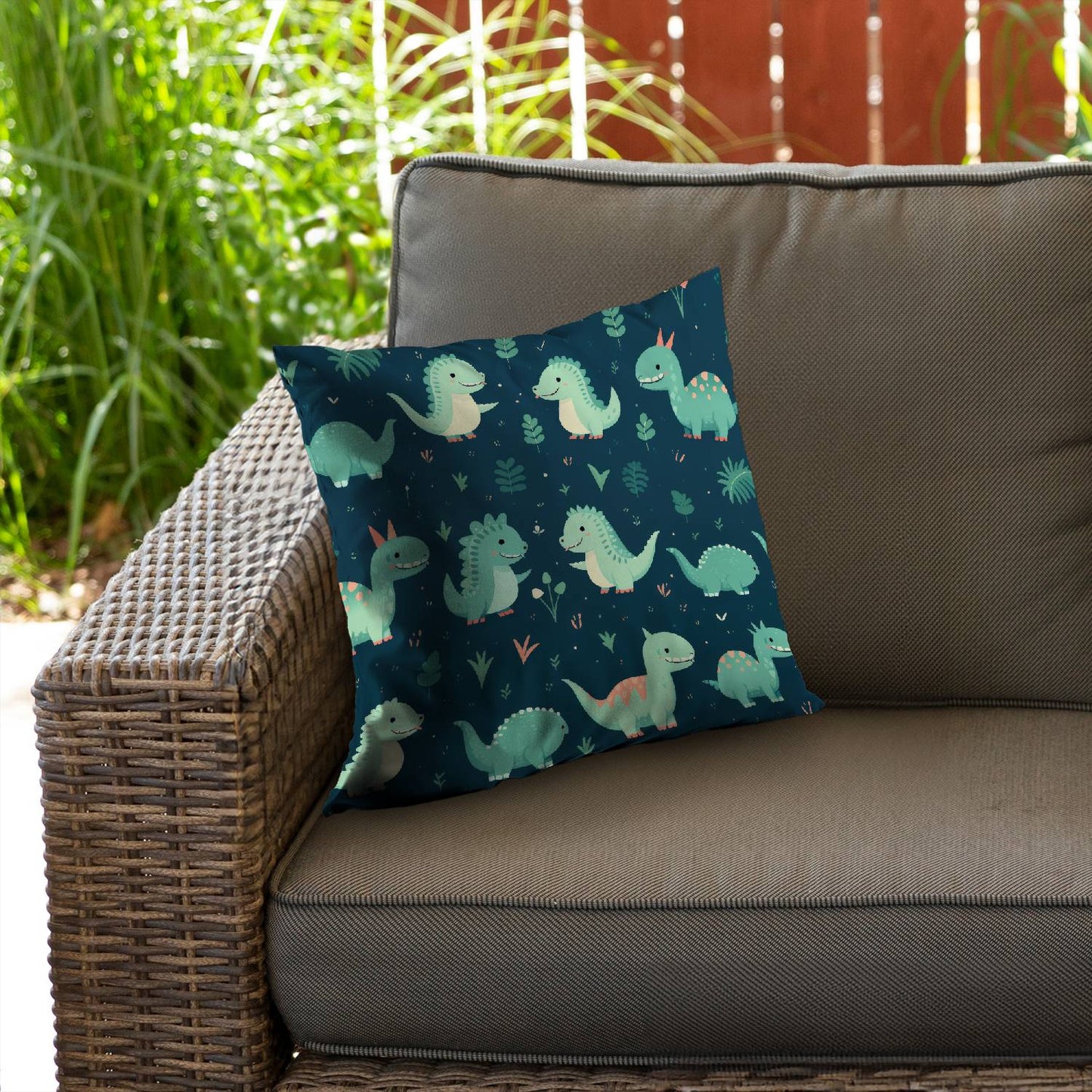 Happy dinosaurs - Throw pillow - Print on demand