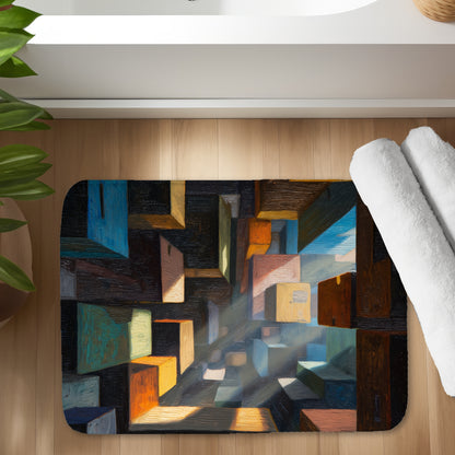 Boxed up Blue Bath Mat | Stylish Home Decor Essentials