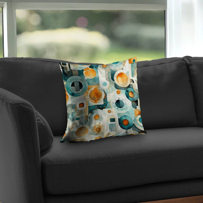 Decomposed Porthole Turquoise Poly Twill Throw Pillow | Insert