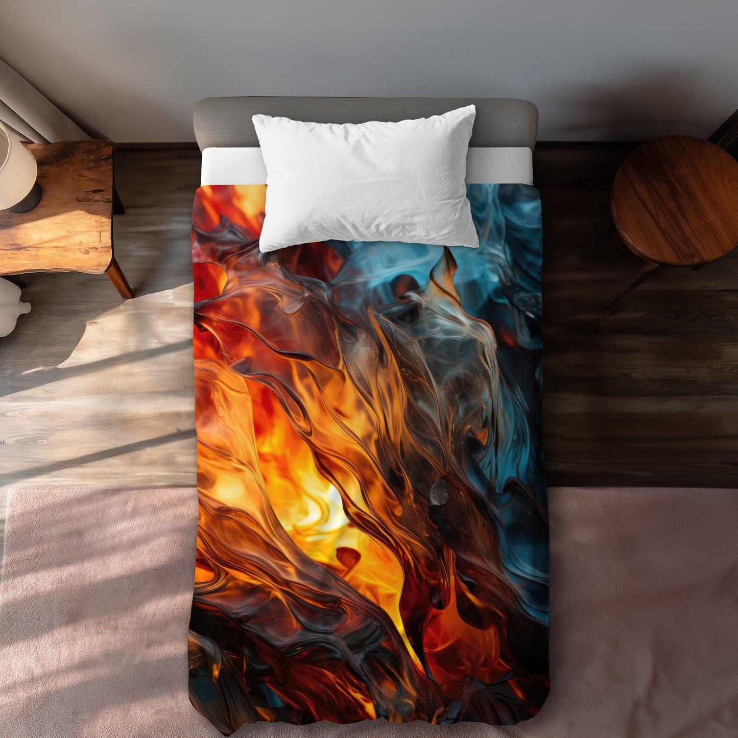 Crystallized Fire Gold Duvet Cover | Elegant Home Decor