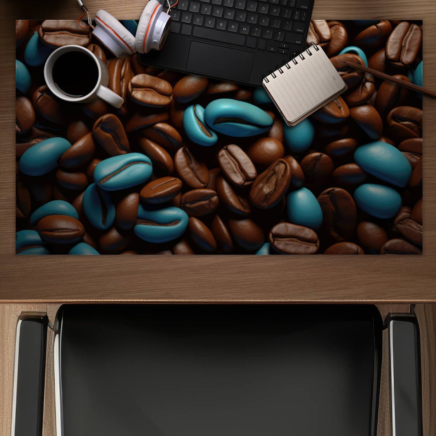 Blue beans - Desk mat - Print on demand