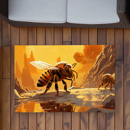 Bee World Yellow Outdoor Area Rug | Stylish Home Decor