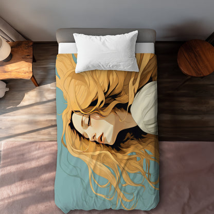 Flowing Hair Turquoise Duvet Cover | Home Decor Essentials