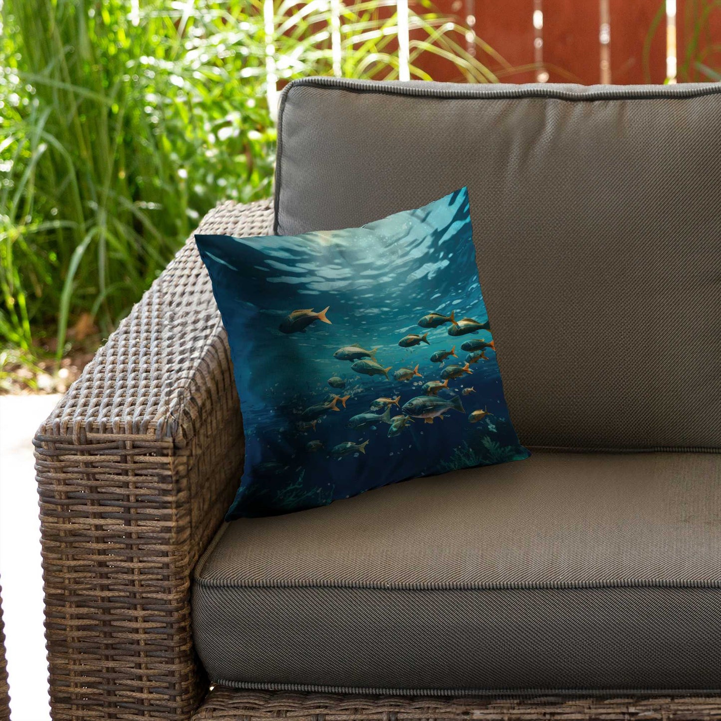 Shallow Swim Blue Poly Twill Throw Pillow Insert | Decor