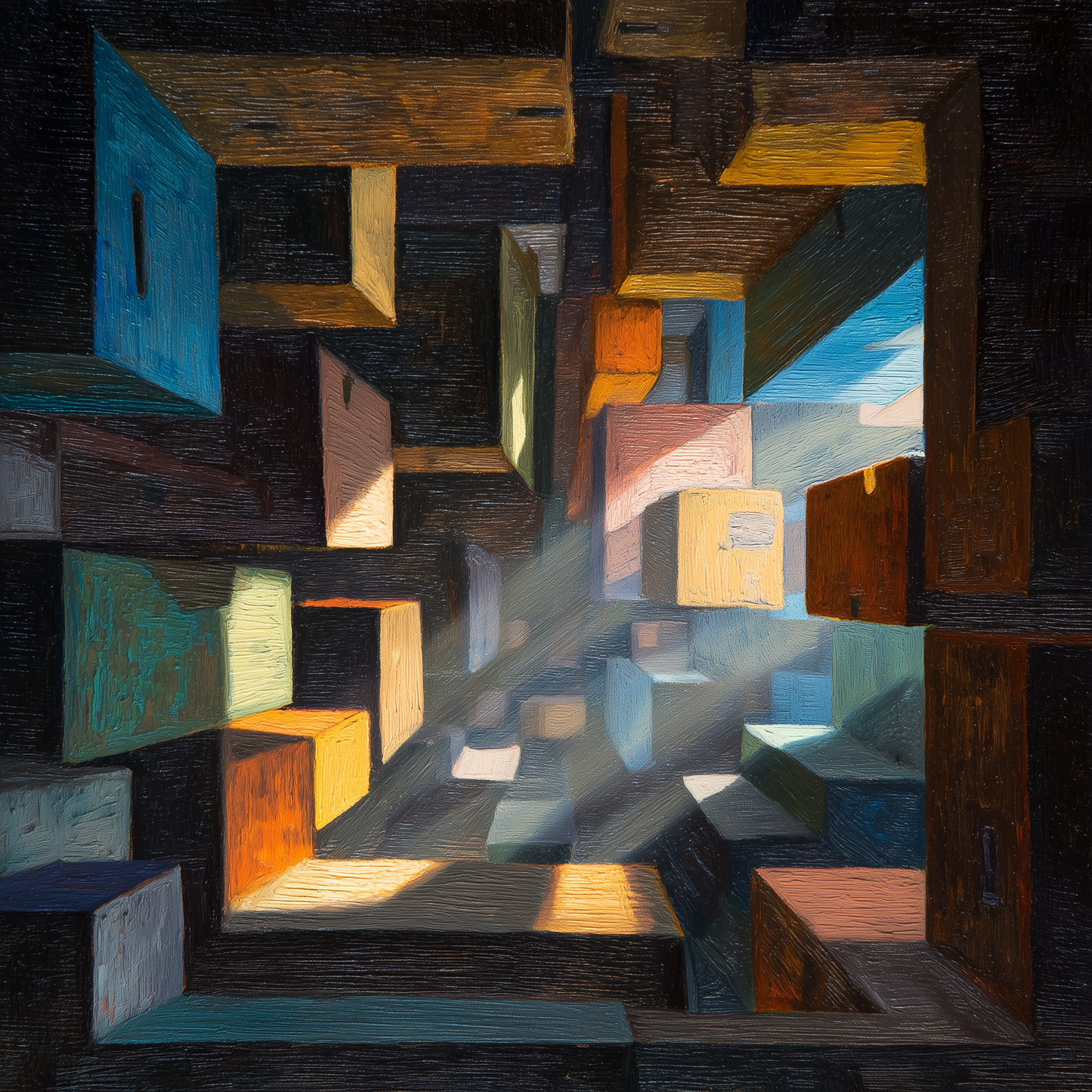Boxed up - 24"x24" Framed canvas