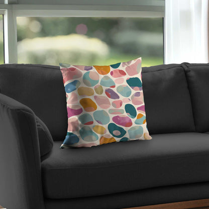Dots and bops Turquoise Poly Twill Throw Pillow Insert |