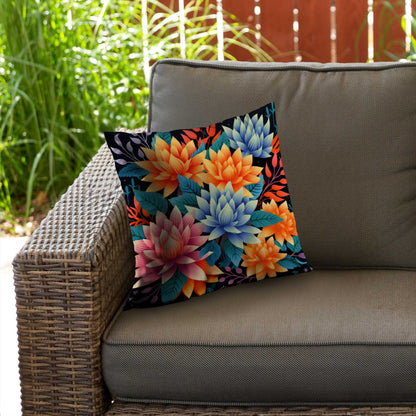 Coussin décoratif en sergé de polyester à motif bouquet de couleurs - Accessoire de décoration intérieure