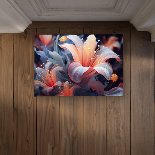 Astral Bloom Red Indoor Outdoor Door Mat - Home Decor Essentials