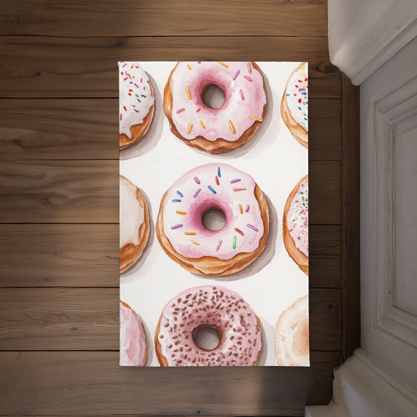 Donuts Beige Indoor Outdoor Door Mat - Home Decor Accent