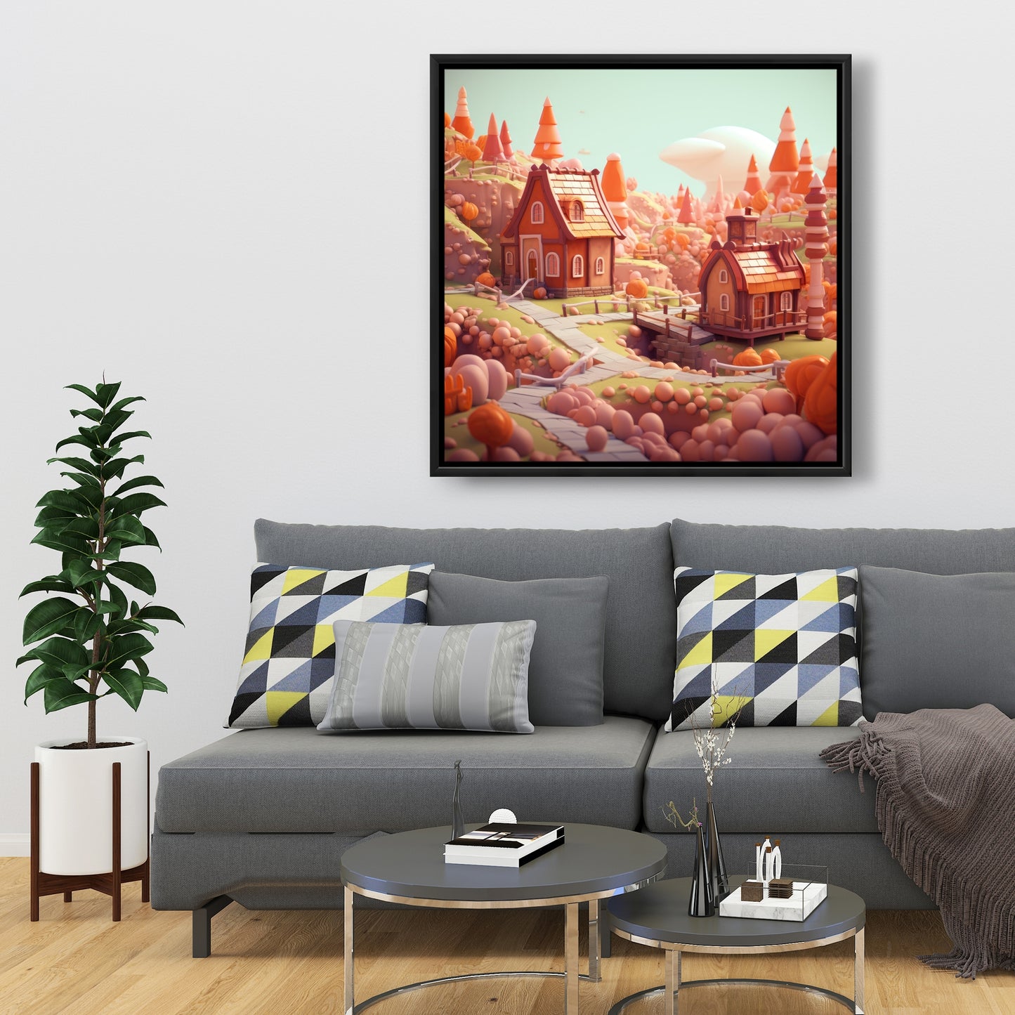 Toy town - Framed Canvas - Print on demand