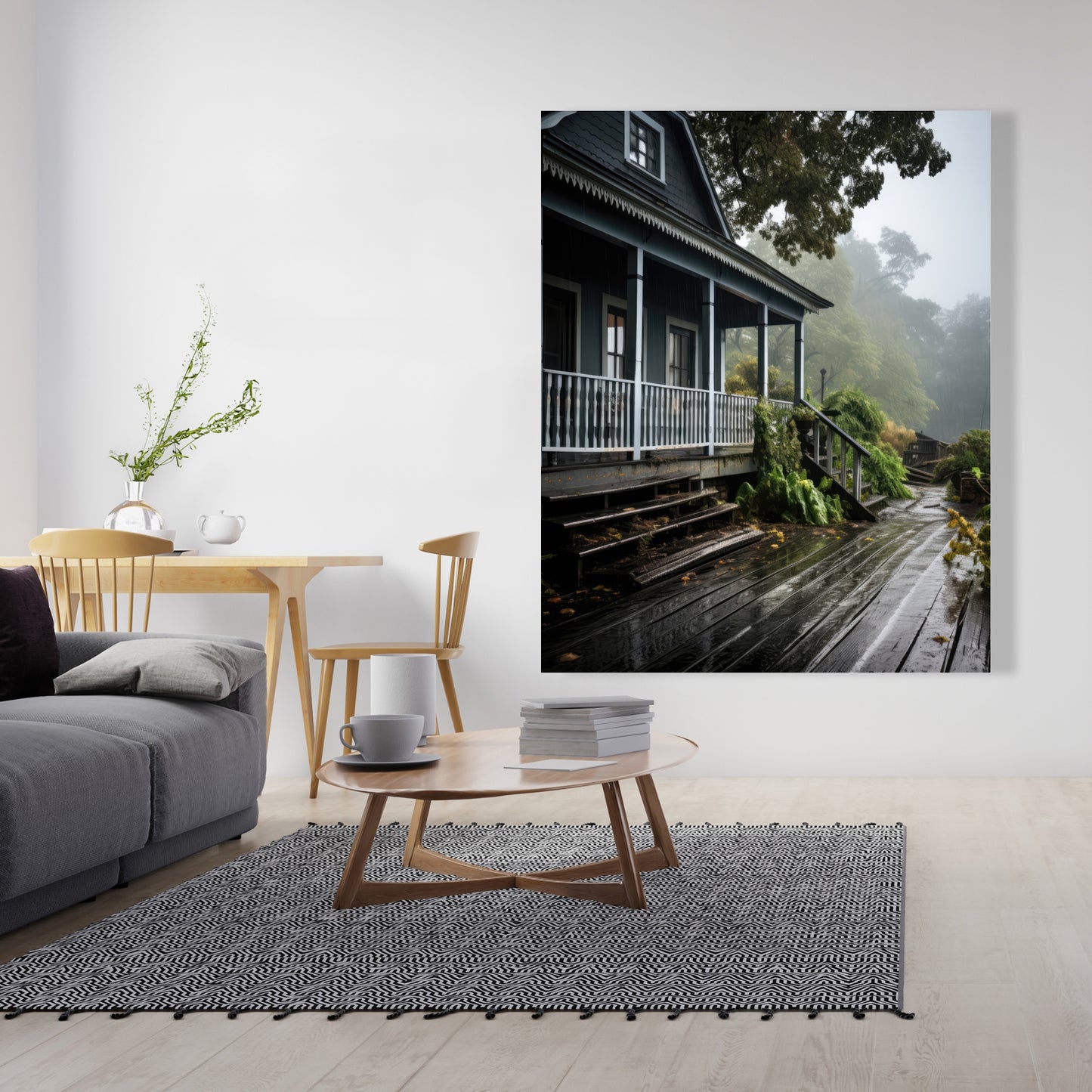 Rainy Porch - Brown Canvas Home Decor for Cozy Spaces
