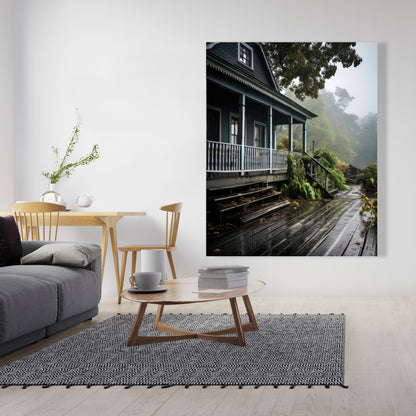 Rainy Porch - Brown Canvas Home Decor for Cozy Spaces