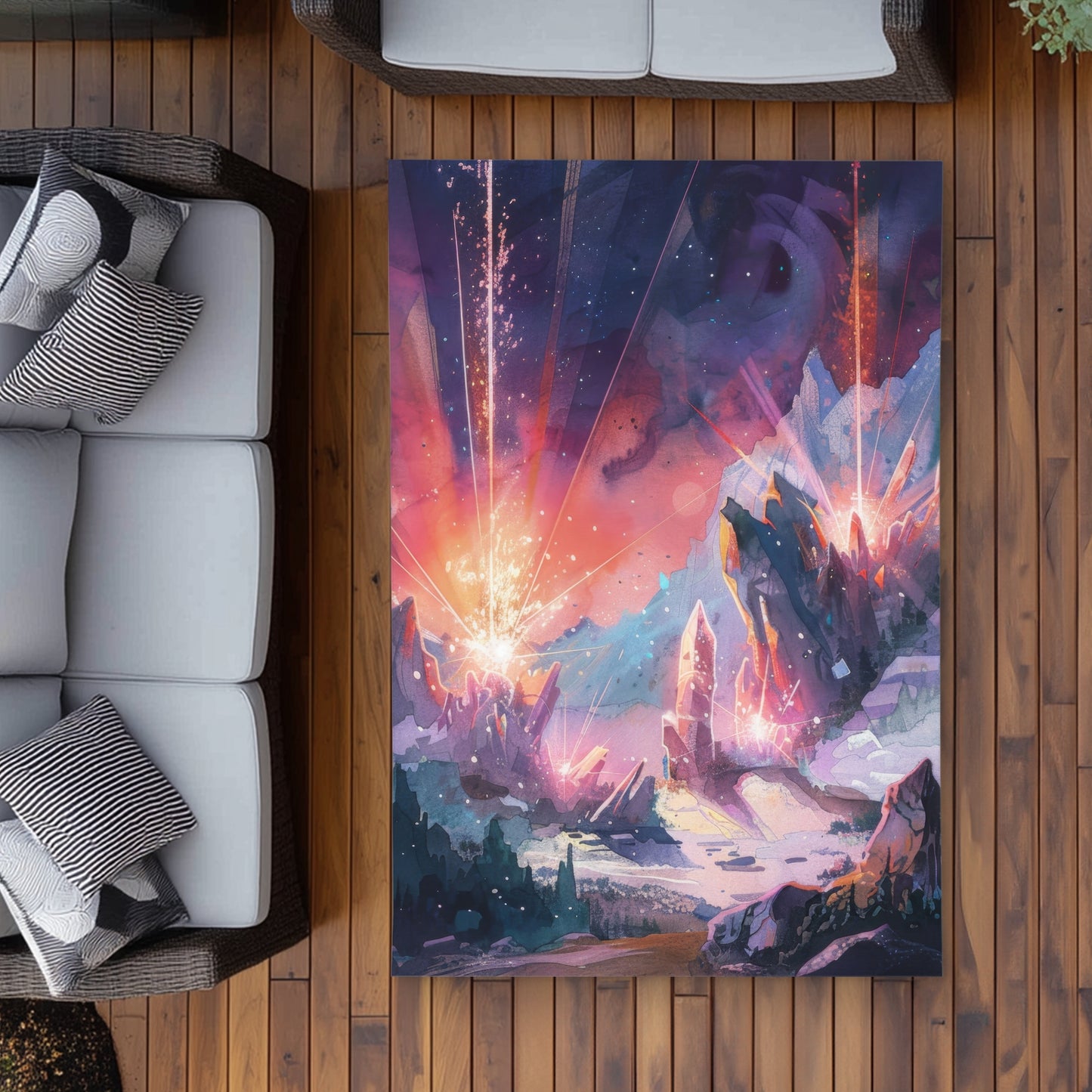 Beaming Signal Pink Outdoor Area Rug | Stylish Home Decor