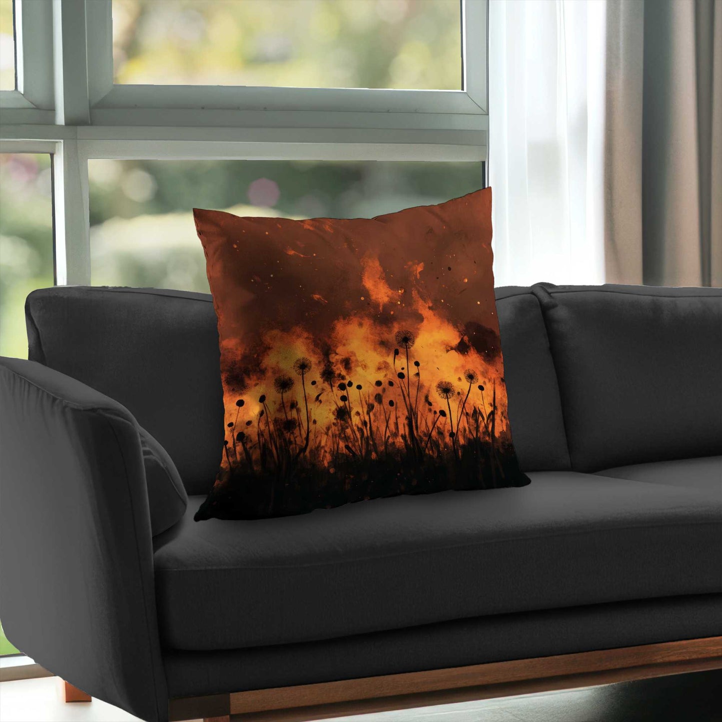 Ablaze Poly Twill Throw Pillow - Stylish Home Decor Accent