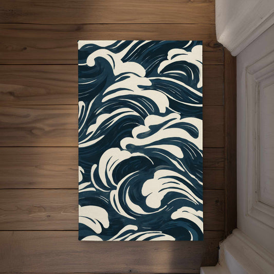 Midnight Ocean Flow Door Mat - Indoor Outdoor Home Decor