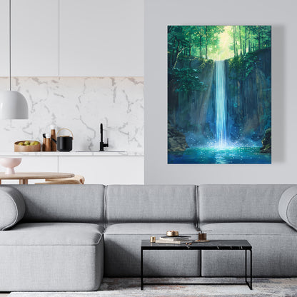 Waterfall Gray Canvas Art for Elegant Decor | Modern Design