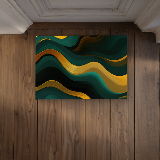 Golden Harmony Turquoise Indoor Outdoor Door Mat | Home Decor