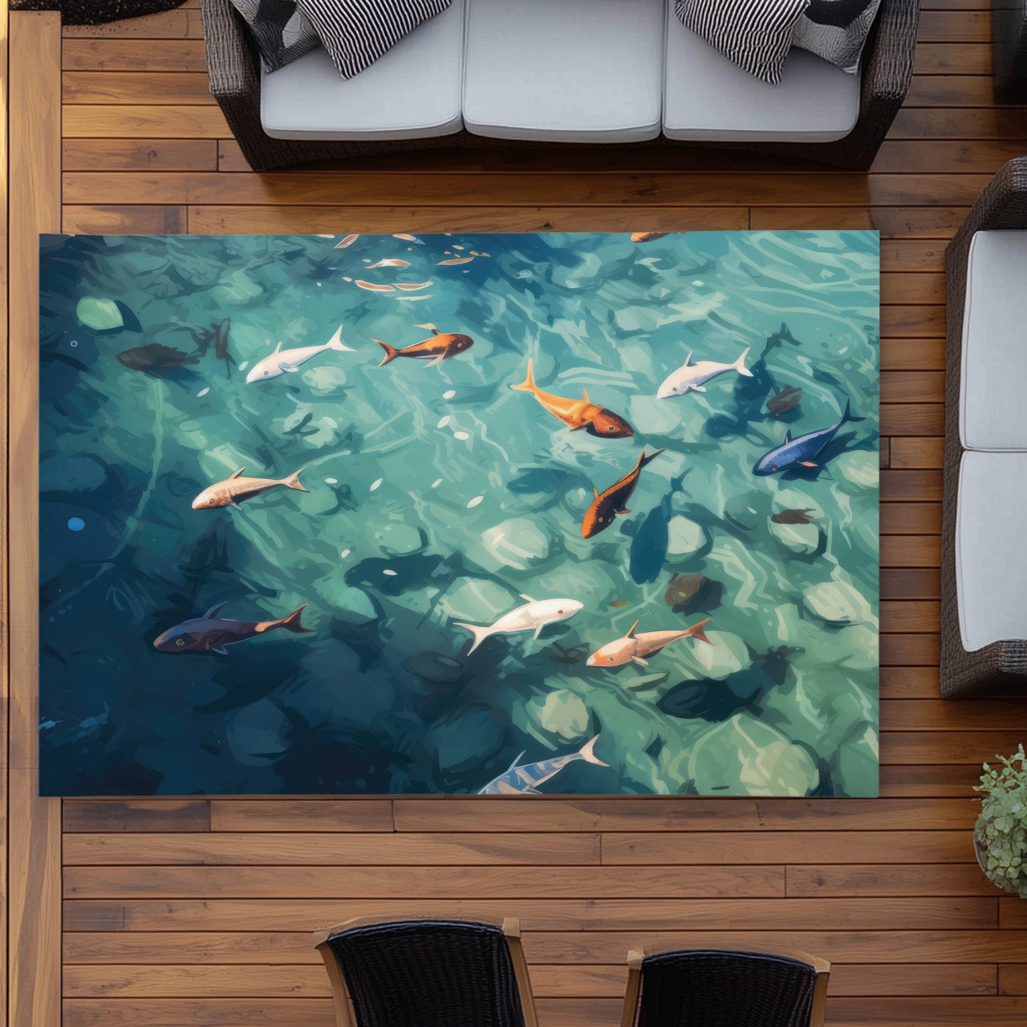 Caustic Fish Orange Outdoor Area Rug | Home Decor Essential