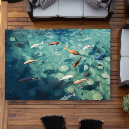 Caustic Fish Orange Outdoor Area Rug | Home Decor Essential