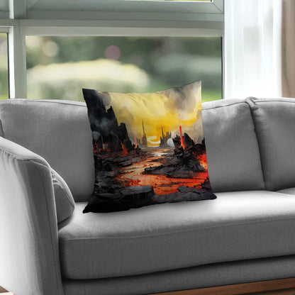 Charred Yellow Poly Twill Throw Pillow - Home Decor Insert