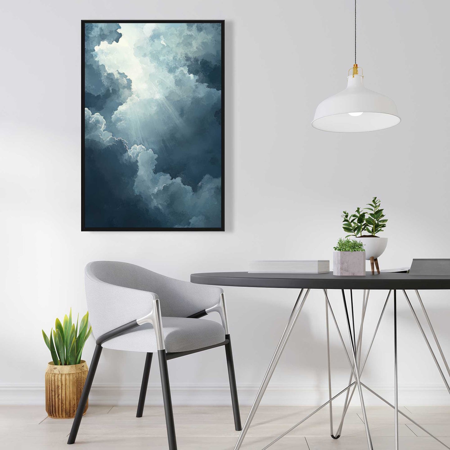 Afterglow - Gray Framed Canvas Art for Elegant Home Decor