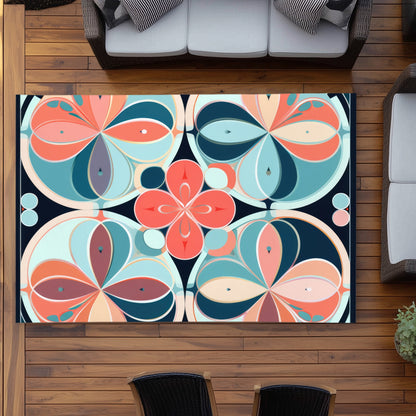 Pastel Mandala Turquoise Outdoor Area Rug | Home Decor