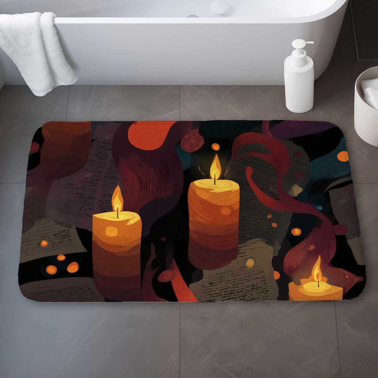 Tapis de bain Chuchotis de flammes | Accent décoratif élégant