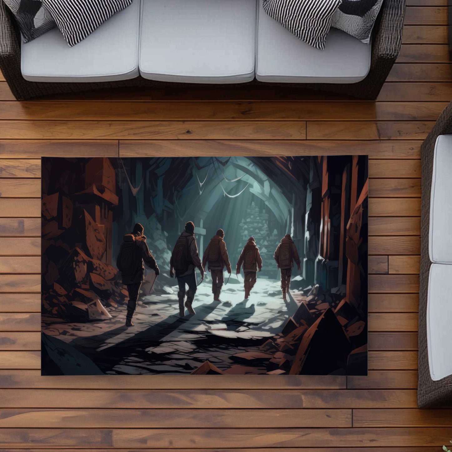 The Catacombs - Black Outdoor Area Rug for Home Decor